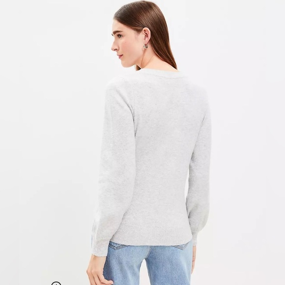 LOFT Relaxed V-Neck Sweater Grey XL - Picture 3 of 7